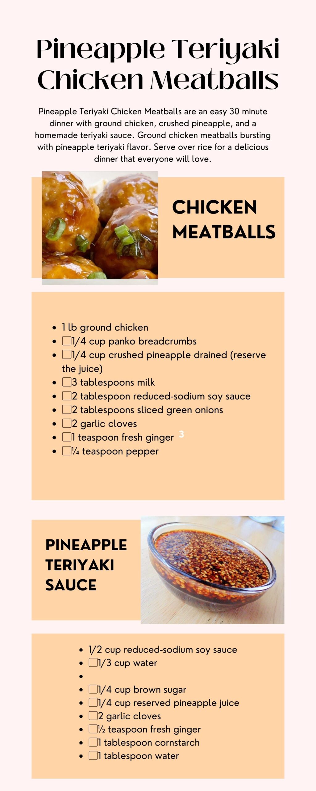 Pineapple Teriyaki Chicken Meatballs infographic
