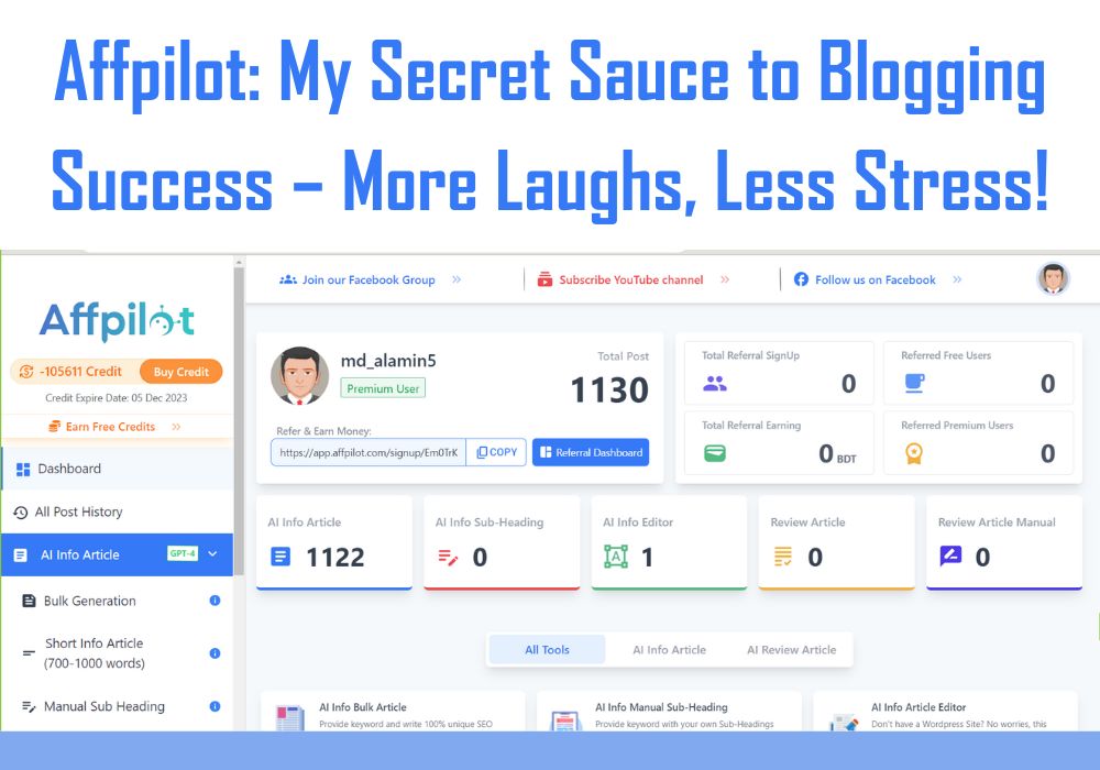 Affpilot My Secret Sauce to Blogging Success – More Laughs Less Stress